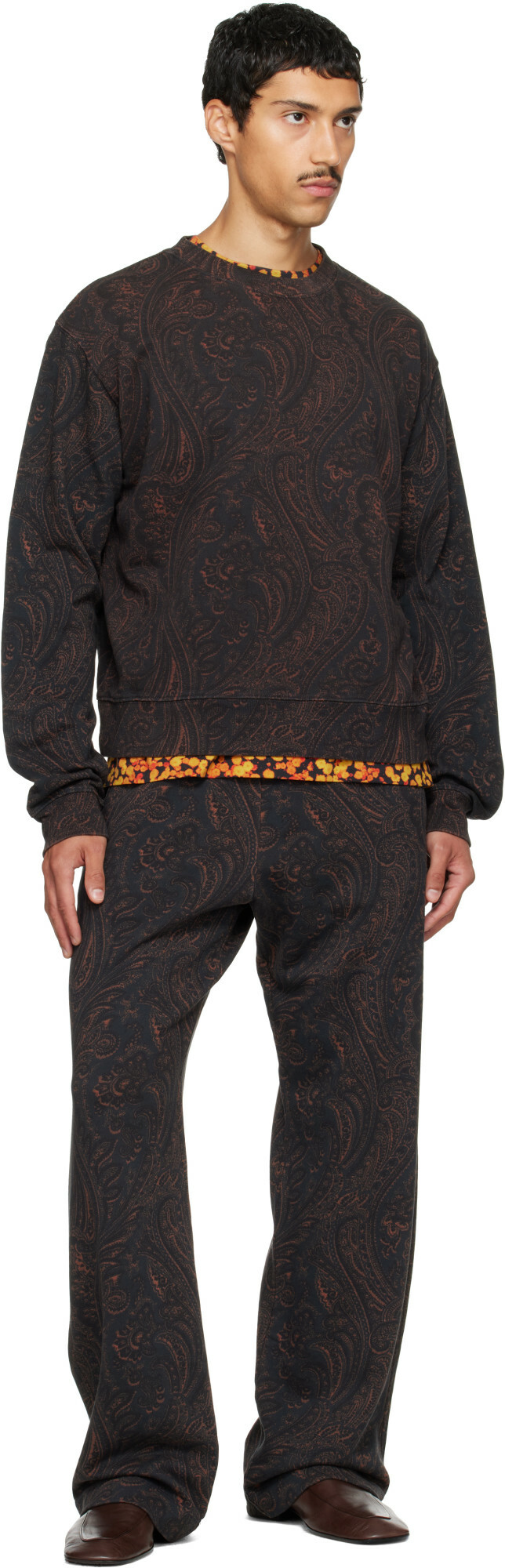 Dries Van Noten Black & Brown Printed Sweatshirt
