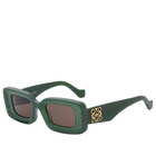 Loewe Eyewear Women's Loewe Rectangular Sunglasses in Light Green/Brown 