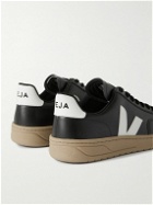 Veja - V-12 Rubber-Trimmed Leather Sneakers - Black