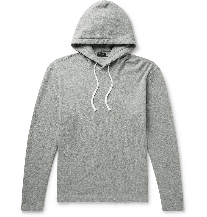 Photo: Theory - Surf Mélange Cotton-Terry Hoodie - Gray