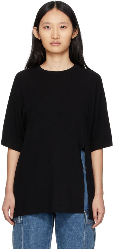 Photo: DRAE Black Knit Slit T-Shirt