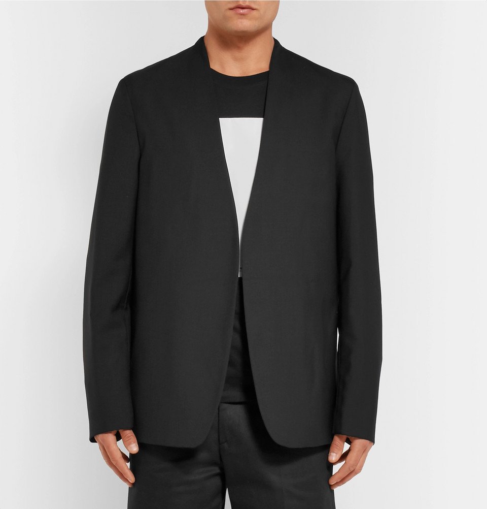 Maison Margiela - Black Collarless Virgin Wool Blazer - Men