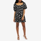 KITRI Women's Olga Tie Back Mini Dress in Black Mono Floral