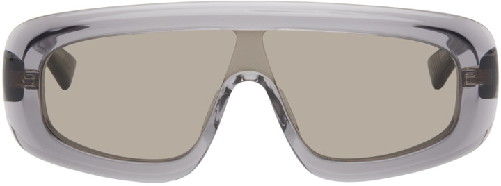 Photo: Bottega Veneta Gray Bombe Shield Sunglasses