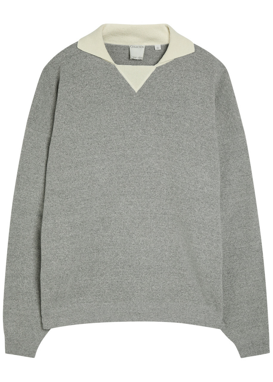 Calvin Klein Desmond Silk-knit Polo Grey