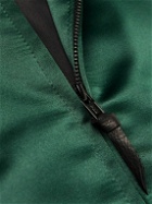 Golden Bear - Sukajan Leather-Trimmed Satin Bomber Jacket - Green