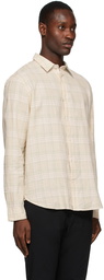 Vince Beige & Green Check Crosshatch Shirt