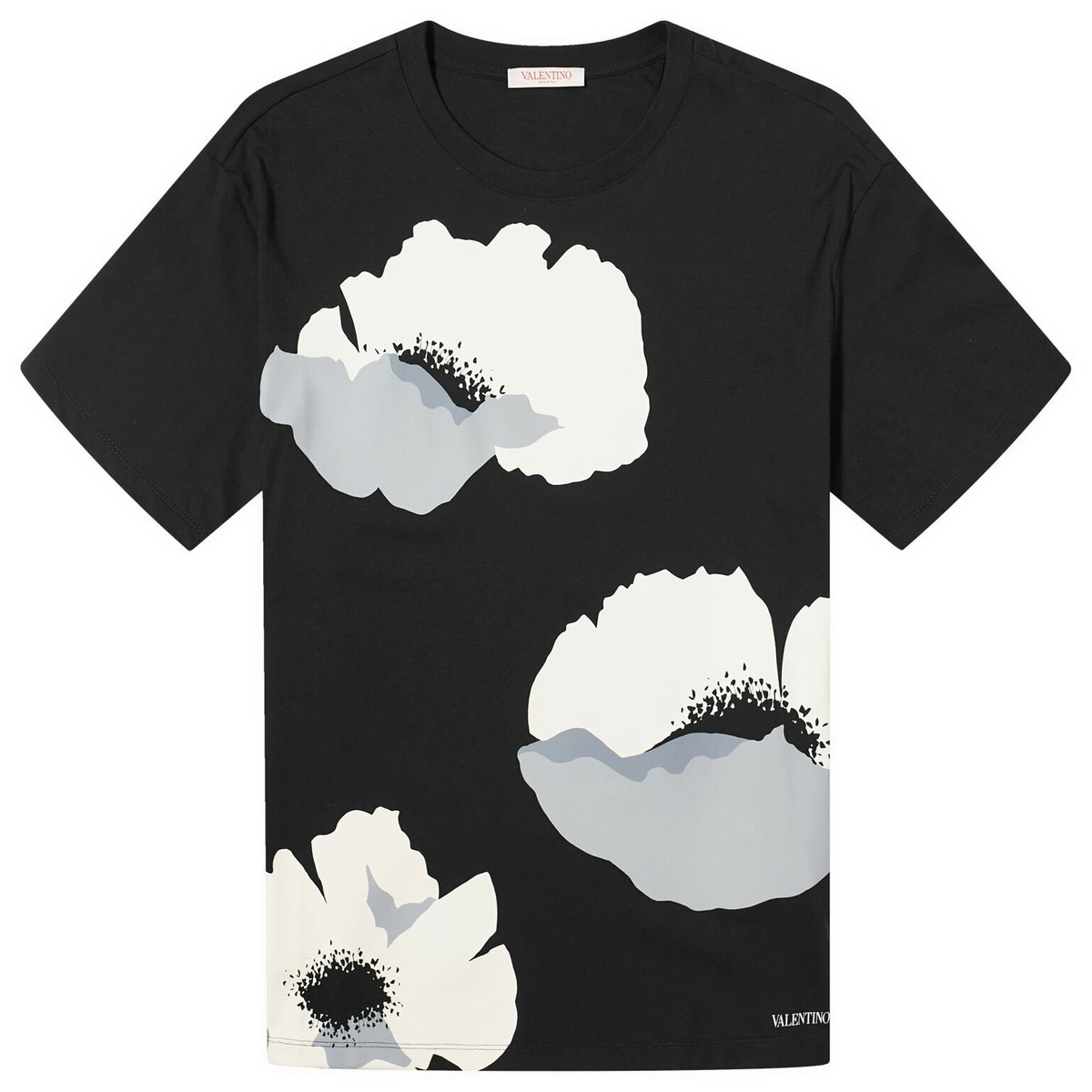 Valentino Men's Flower Portrait T-Shirt in Nero/Grigio Valentino