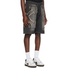 Off-White Black Distressed Arrow Skate Sweat Shorts
