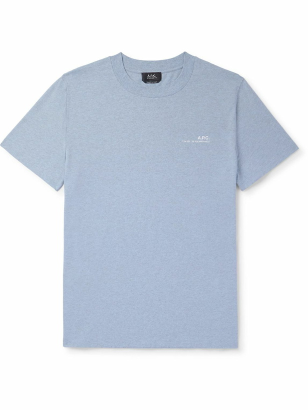 Photo: A.P.C. - Logo-Print Cotton-Jersey T-Shirt - Blue