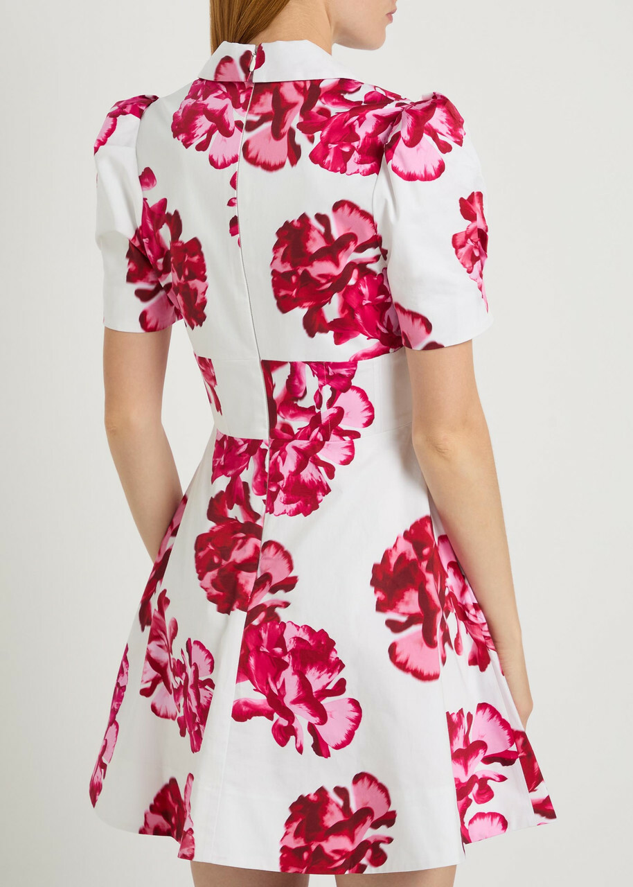 Rebecca Vallance Damask Floral-print Stretch-cotton Mini Dress Multicoloured