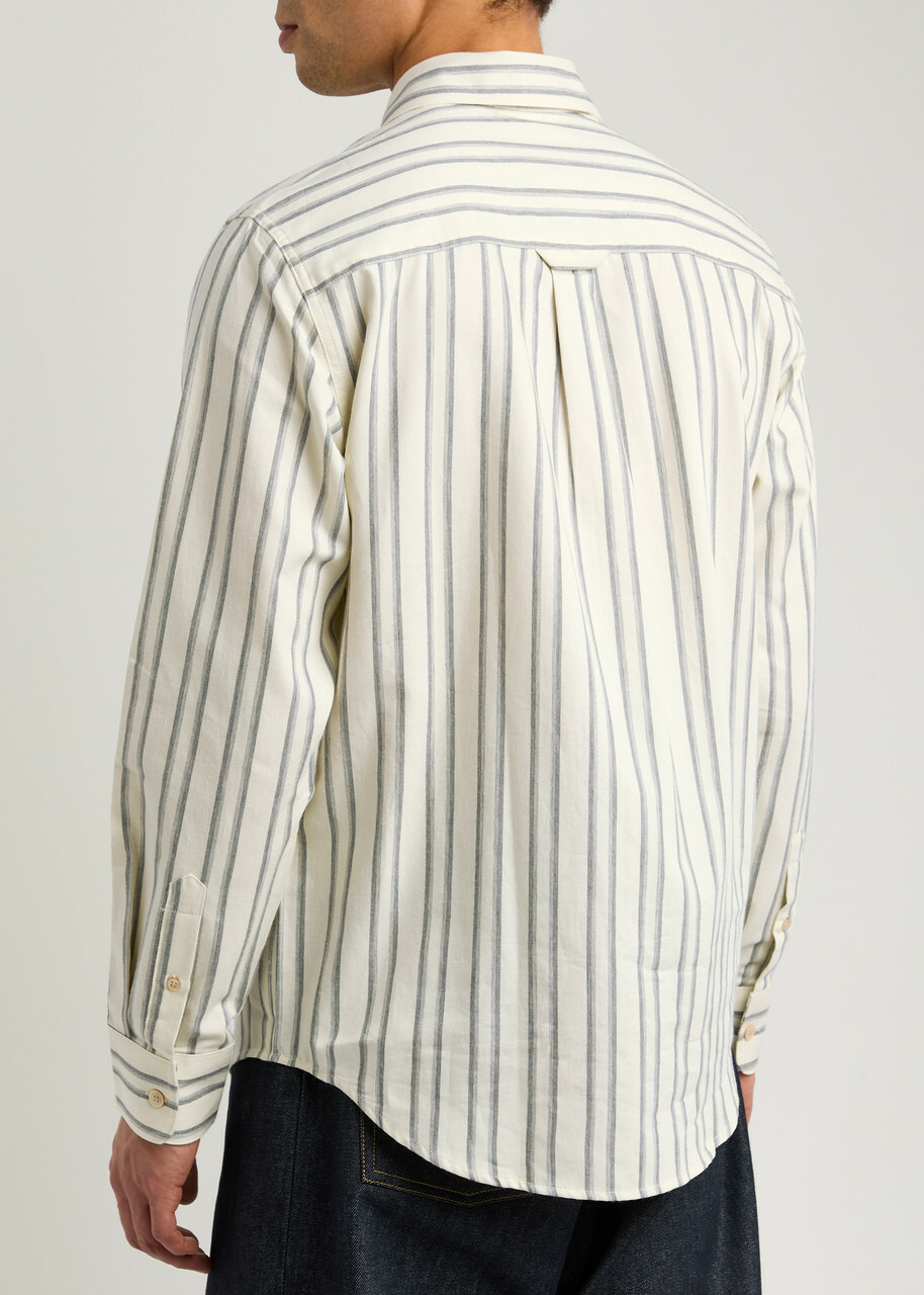 NN07 Colby Striped Cotton Shirt White