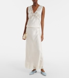 Rixo Matilde lace-trimmed satin slip skirt