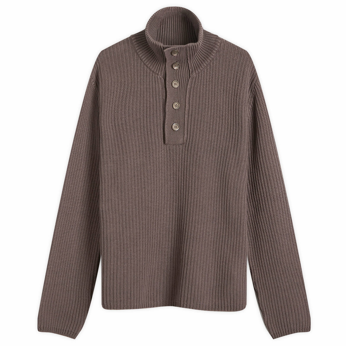 Our Legacy Men's Alpaca Evening Polo in Smokey Brown Fuzzy Our Legacy Men's Alpaca Evening Polo in Smokey Brown Fuzzy
