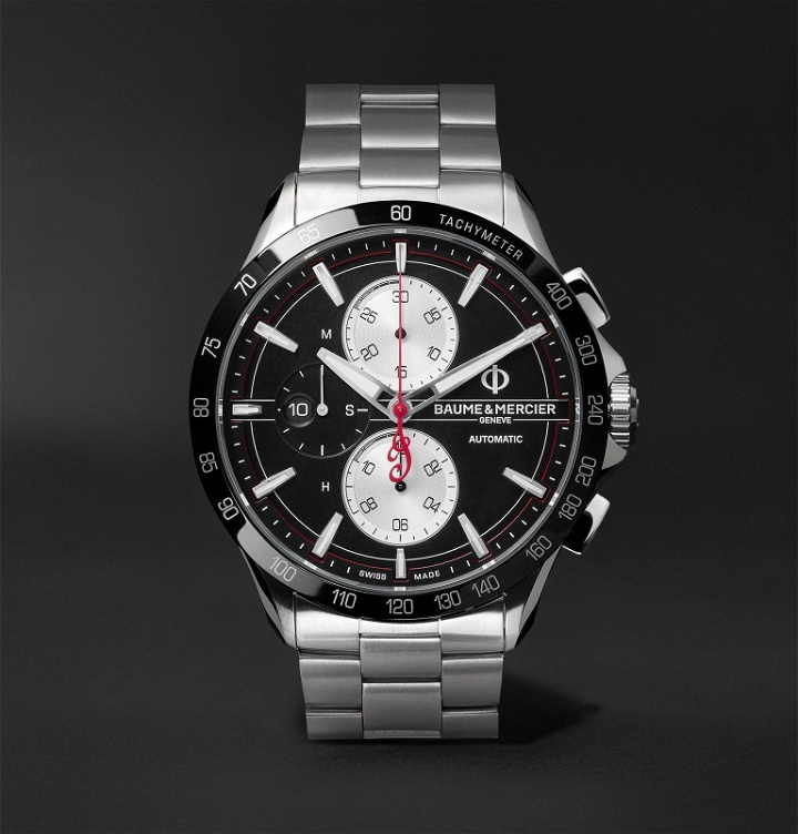 Photo: Baume & Mercier - Clifton Club Indian Legend Tribute Chief Chronograph 44mm Stainless Steel Watch, Ref. No. M0A10403 - Black