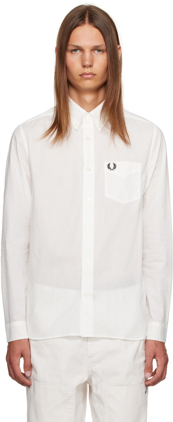 Fred Perry White Embroidered Shirt Fred Perry