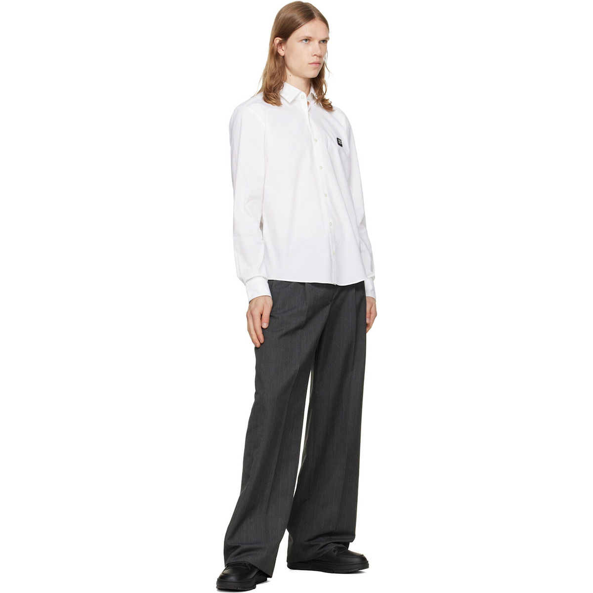 Hugo White Stretch-Cotton Canvas Slim-Fit Shirt