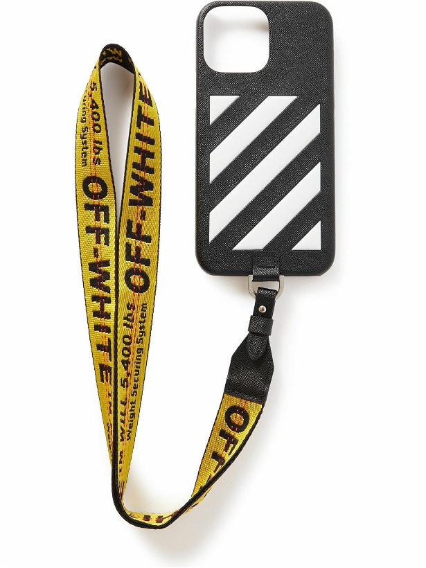 Photo: Off-White - Logo-Print Faux Leather iPhone 13 Pro Max Case with Lanyard