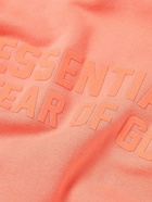 FEAR OF GOD ESSENTIALS - Logo-Flocked Cotton-Blend Jersey Hoodie - Orange
