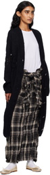 OPEN YY Black Alpaca Argyle Pointelle Long Cardigan