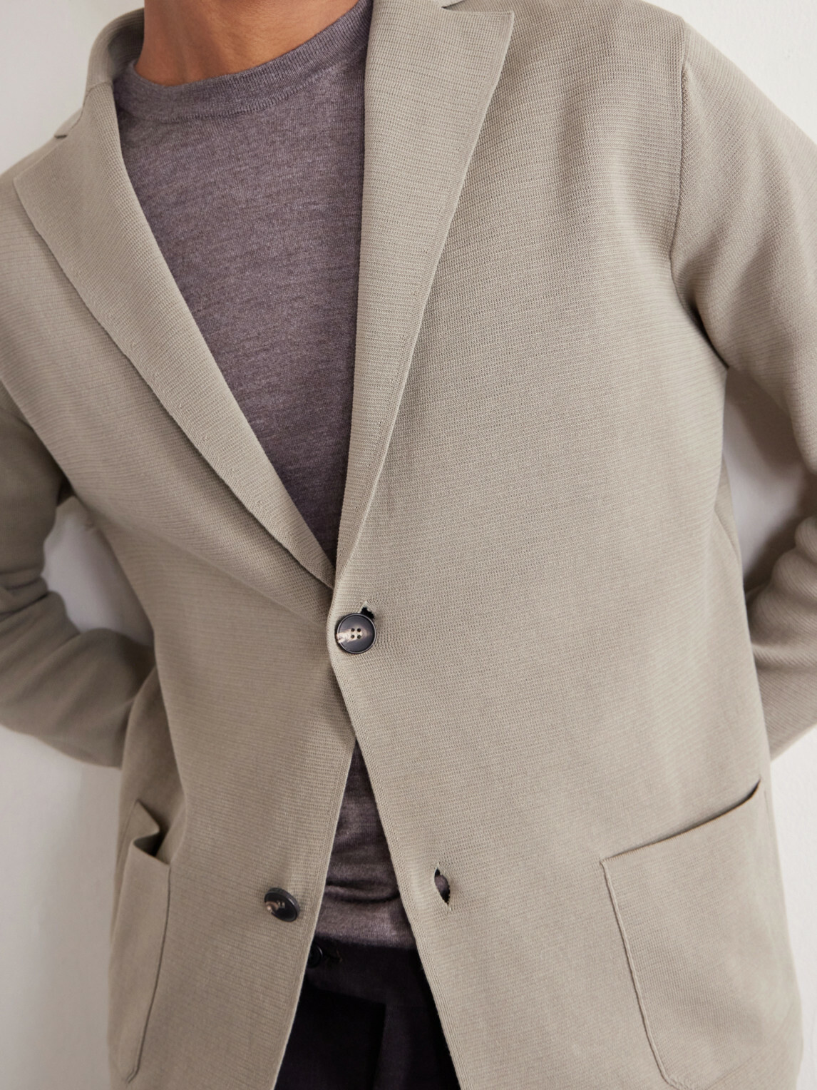Thom Sweeney - Cotton Crepe Knitted Blazer - Gray
