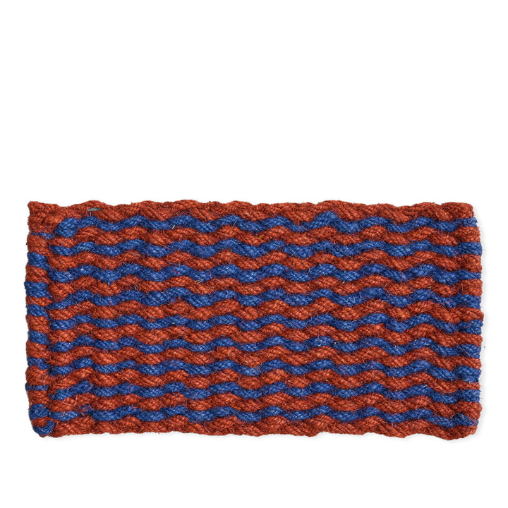 Photo: HAY Coco Door Mat - Stripe Wave in Brown/Navy 
