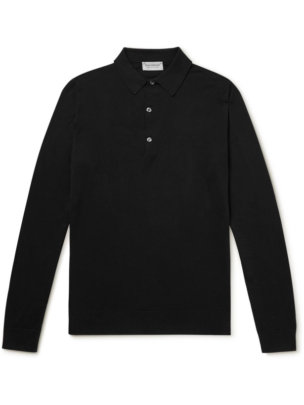 Photo: John Smedley - Bradwell Slim-Fit Sea Island Cotton Polo Shirt - Black
