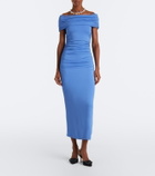 Carolina Herrera Ruched off-shoulder jersey midi dress