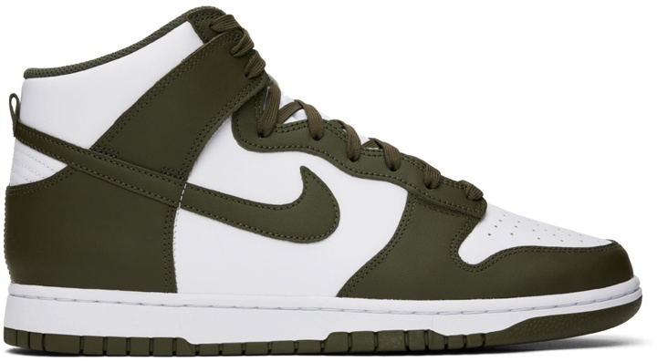 Photo: Nike White & Khaki Dunk High Retro Sneakers