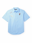 UNDERCOVER - Distressed Embroidered Cotton-Poplin Shirt - Blue