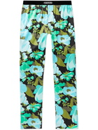 TOM FORD - Velvet-Trimmed Floral-Print Stretch-Silk Satin Pyjama Trousers - Blue