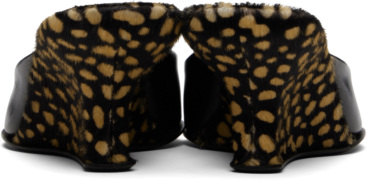 BY FAR Black Caroo Cheetah Pony Hair Heeled Sandals