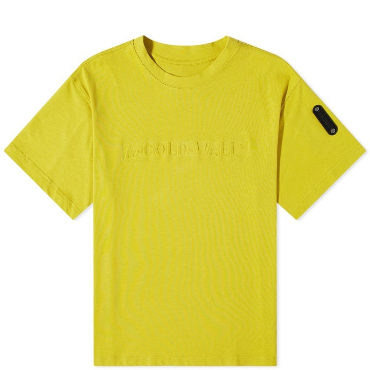 Photo: A-COLD-WALL* Men's Debossed Logo T-Shirt in Cadmium