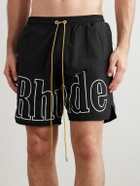 Rhude - Straight-Leg Logo-Print Nylon Drawstring Shorts - Black