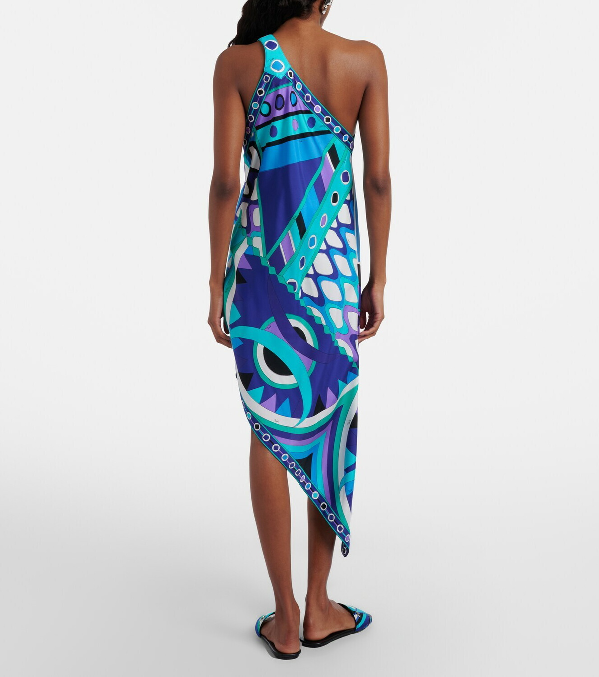Pucci Vivara asymmetric silk twill midi dress
