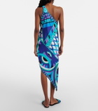 Pucci Vivara asymmetric silk twill midi dress