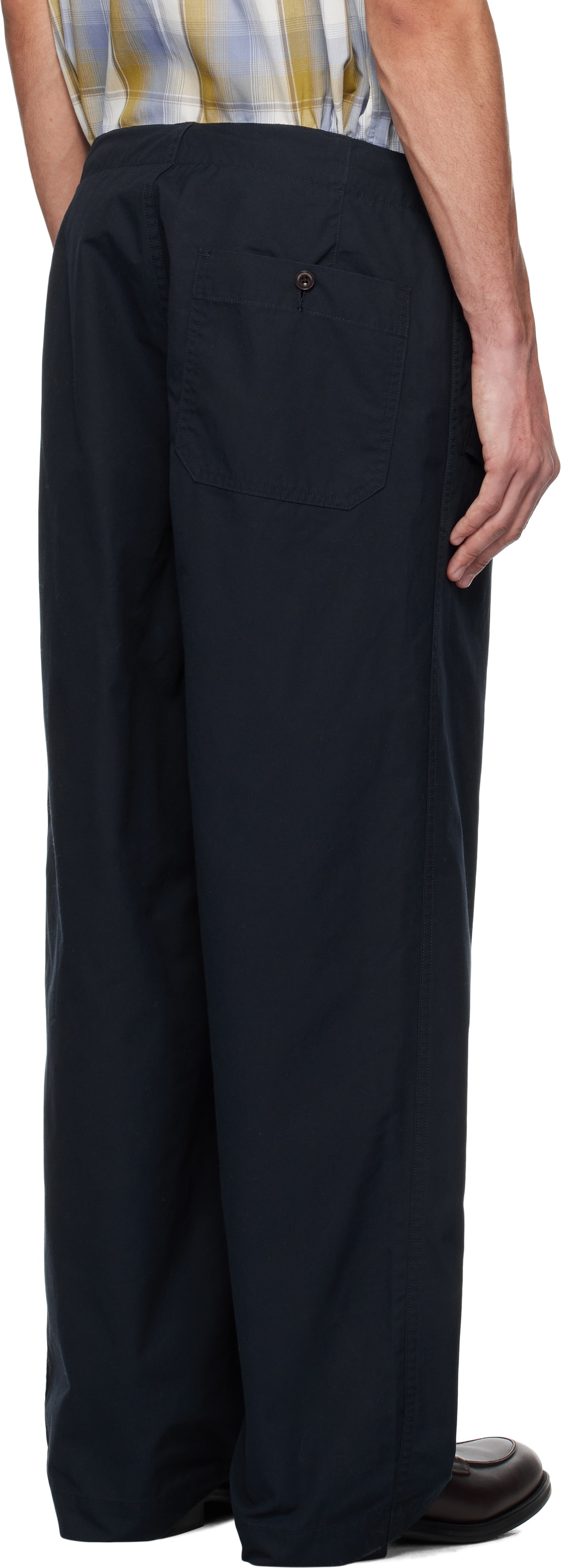 nanamica Navy Side Belt Wide Trousers Nanamica
