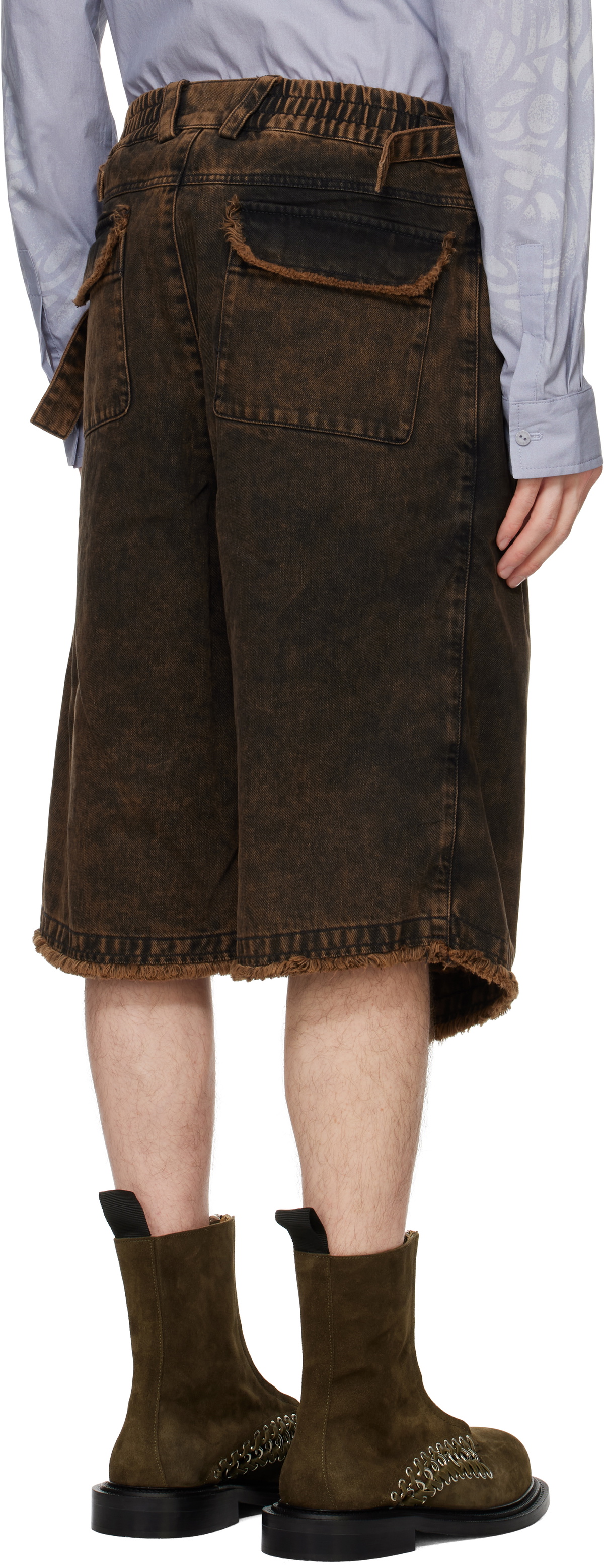 MISBHV Brown Ibiza Cargo Kilt Denim Shorts