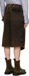 MISBHV Brown Ibiza Cargo Kilt Denim Shorts