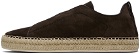 ZEGNA Brown Suede Triple Stitch Sneakers