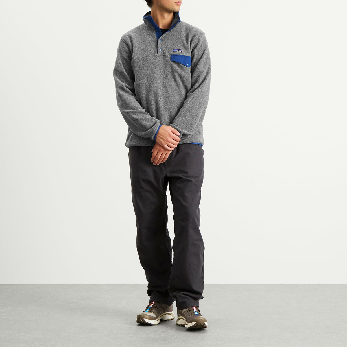 Patagonia Men's Lightweight Synchilla Snap-T Pullover in Nickel/Clement Blue