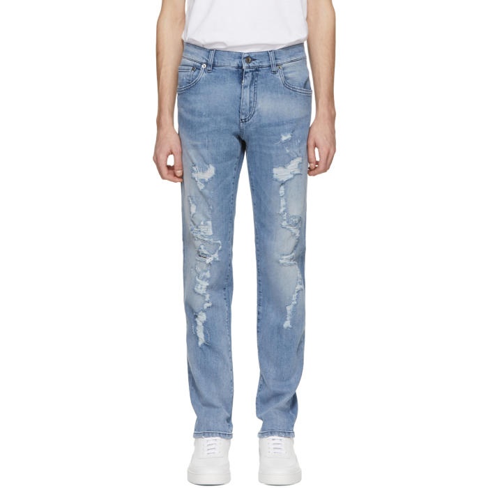 Photo: Dolce and Gabbana Blue Classic Distressed Jeans