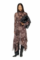 Diesel Asymmetric midi dress in chiffon and silk-crepe - Dresses Womens in Brown