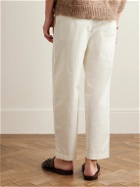 Barena - Tartan Straight-Leg Pleated Cotton-Blend Gabardine Trousers - White