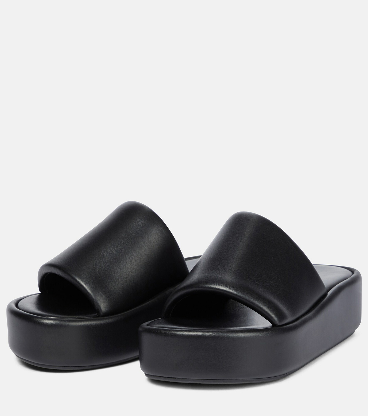 【BALENCIAGA】Rise BB leather platform slides Rise BB leather platform slides in black - Balenciaga