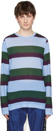 Dries Van Noten Blue & Green Striped Long Sleeve T-Shirt