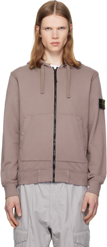 Photo: Stone Island Purple 6100061 Organic Cotton Fleece Hoodie
