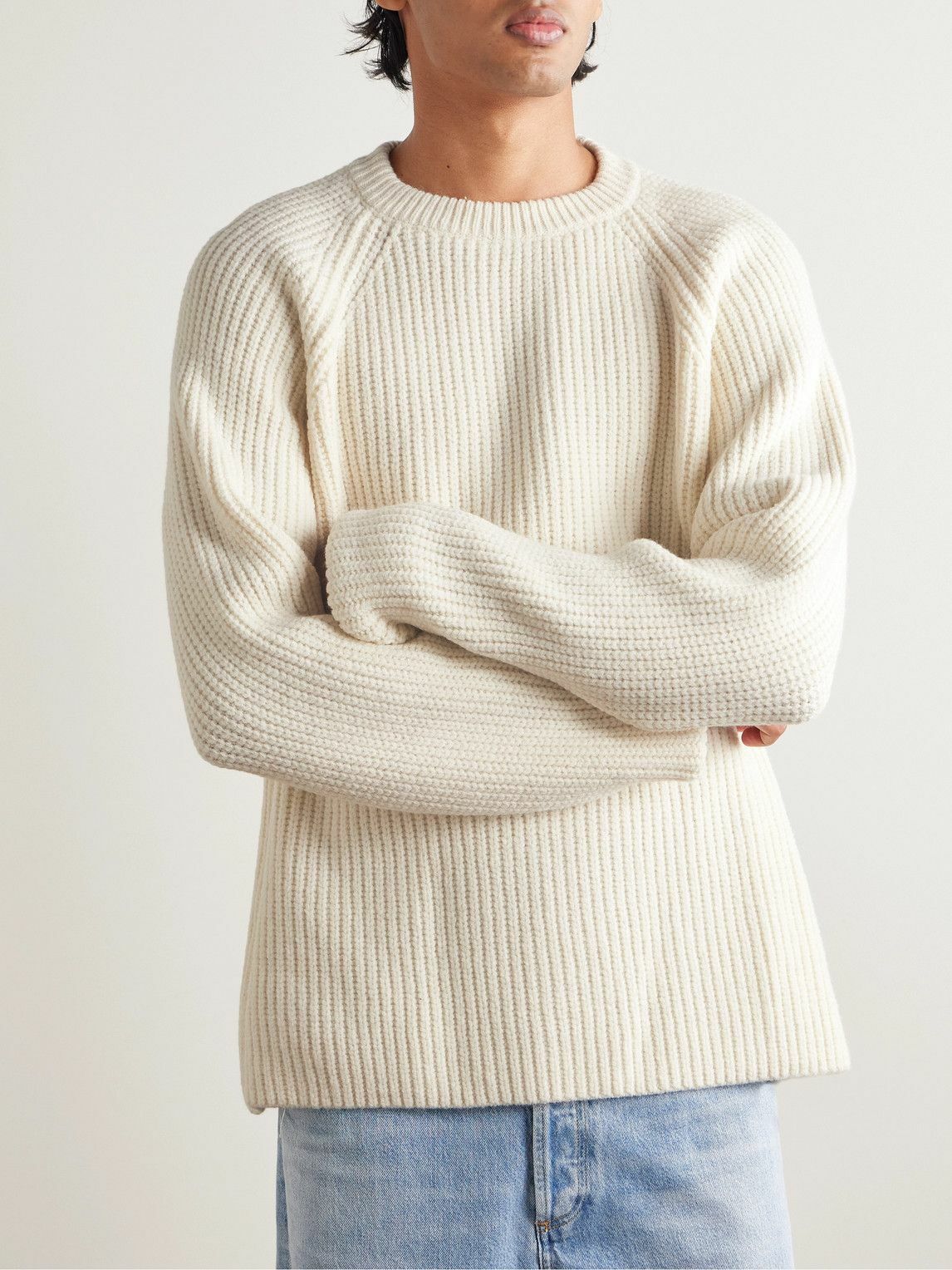 The Frankie Shop - Carter Ribbed Merino Wool-Blend Sweater - Neutrals