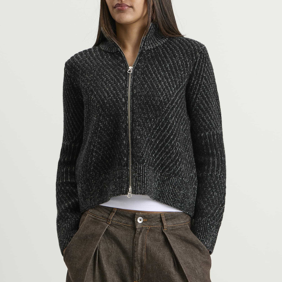 YMC Women's Cropped Nova Knit in Charcoal