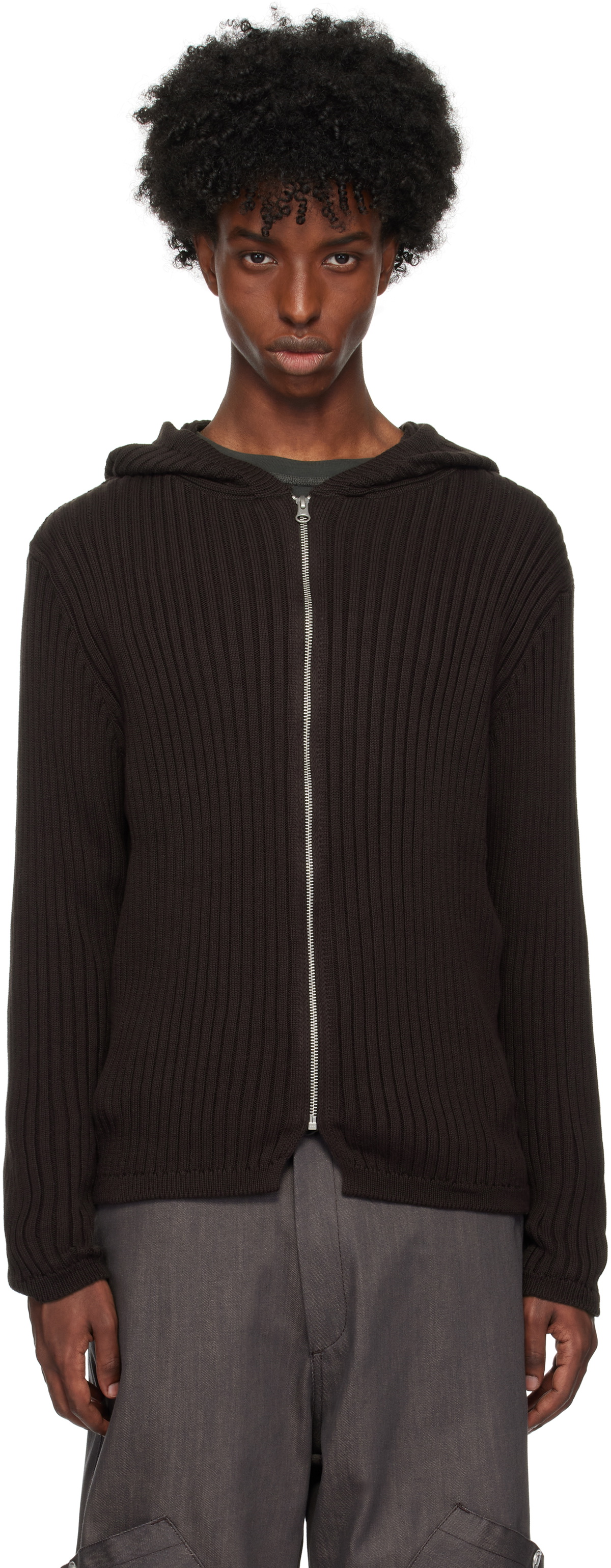 AFFXWRKS Brown Knit Hoodie